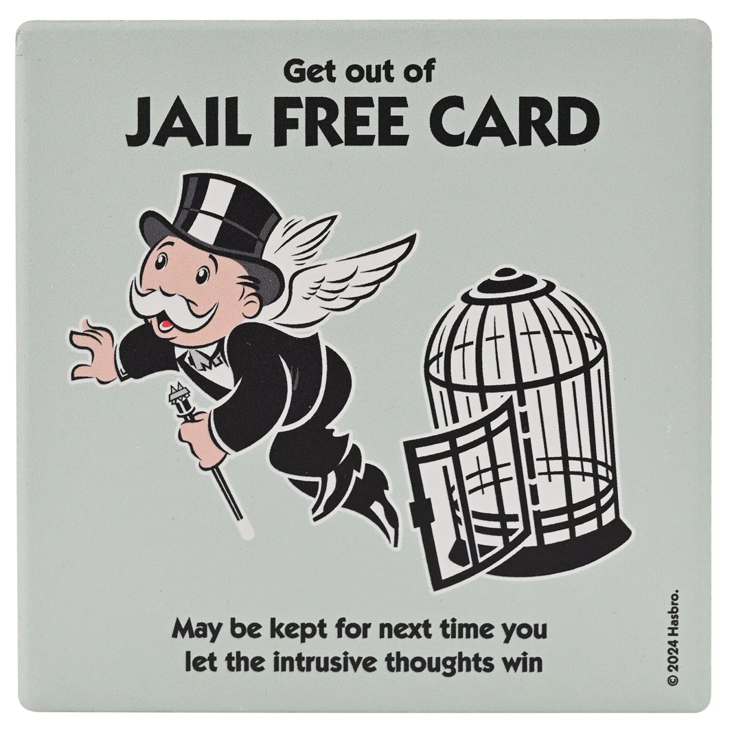 Monopoly Get out of Jail Free Square Coaster Sprinkle of Magic Monopoly Get out of Jail Free Square Coaster Sprinkle of Magic