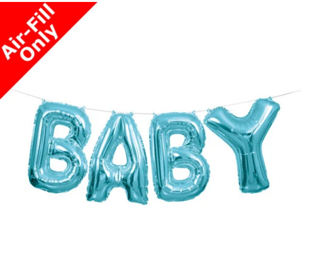 Baby Blue Letter Balloons Banner Kit