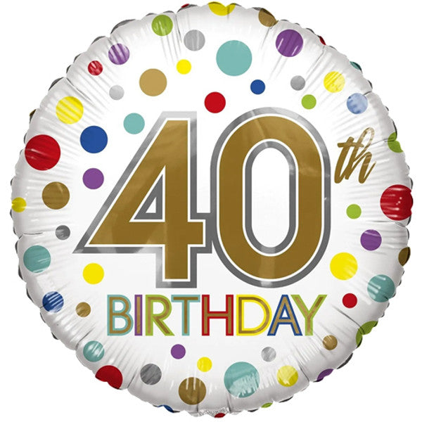 Birthday Rainbow Dots Age 40 Eco Balloon