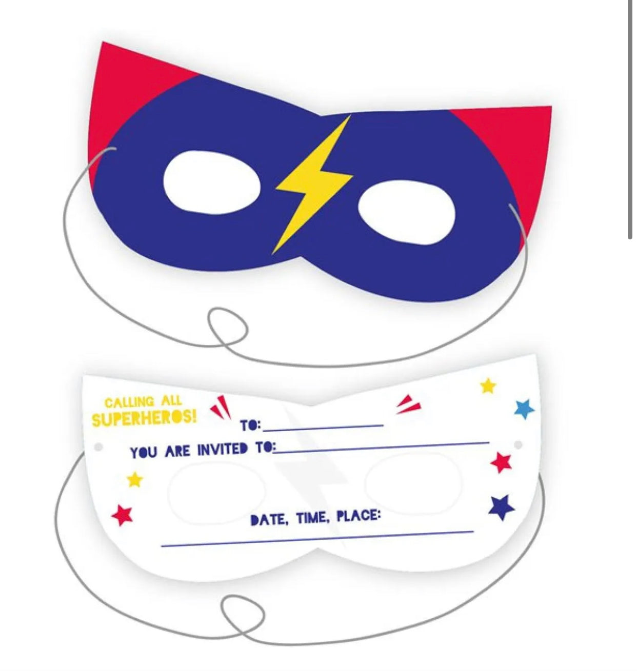 Super Hero Party Mask Invitations (8pk)