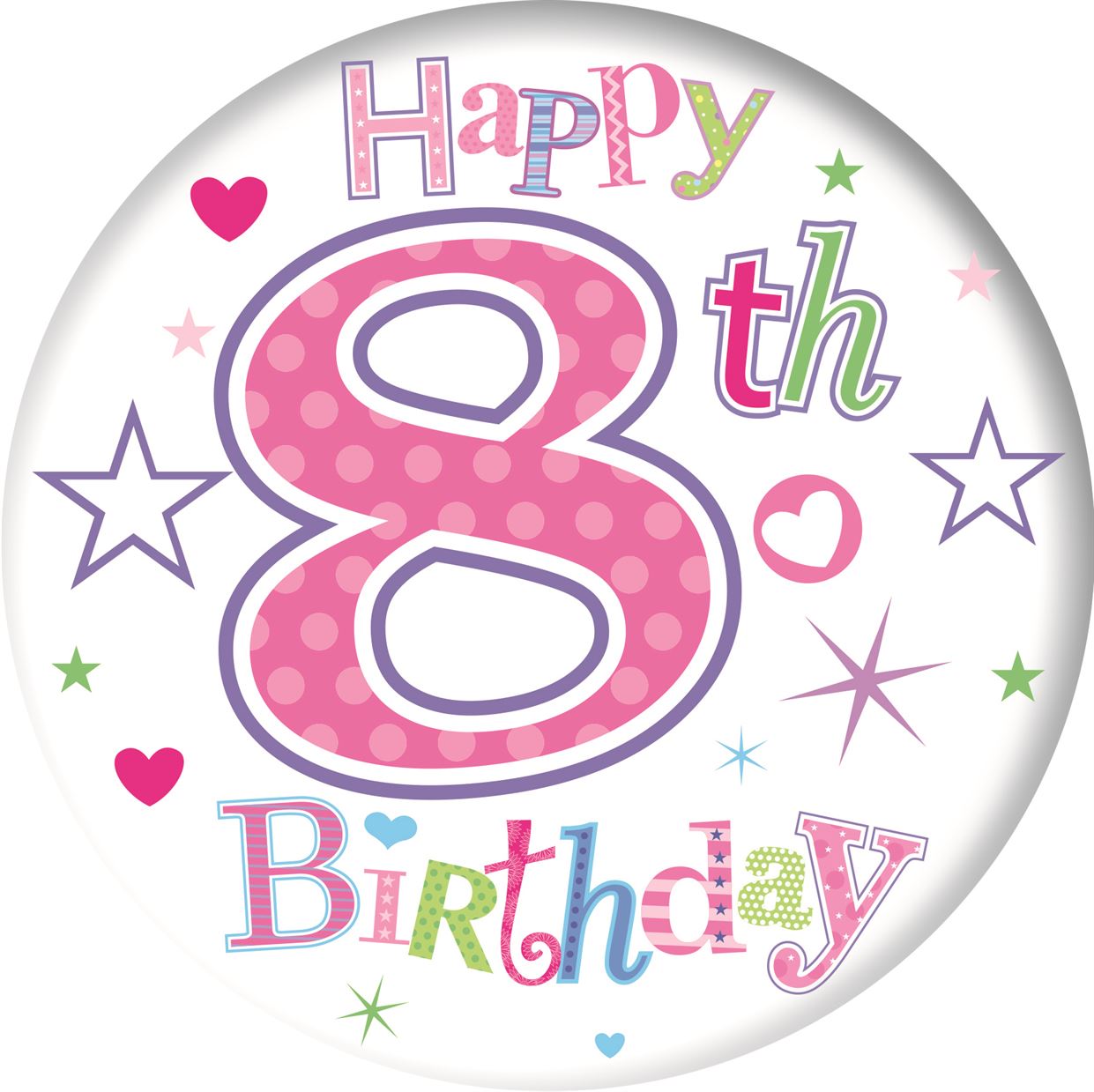 8th Birthday Pink Badge