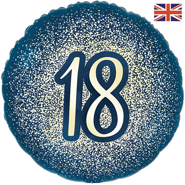 18th Birthday Navy & Gold Glitter Balloon