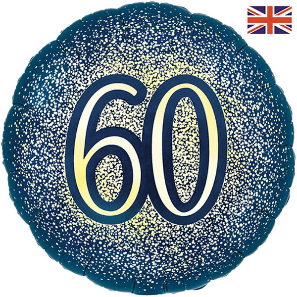 60th Birthday Navy & Gold Glitter Balloon