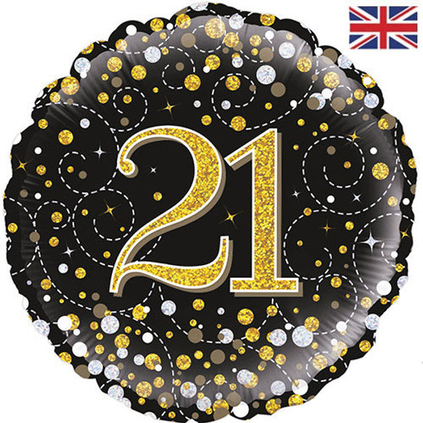 21st Birthday Black & Gold Fizz Balloon