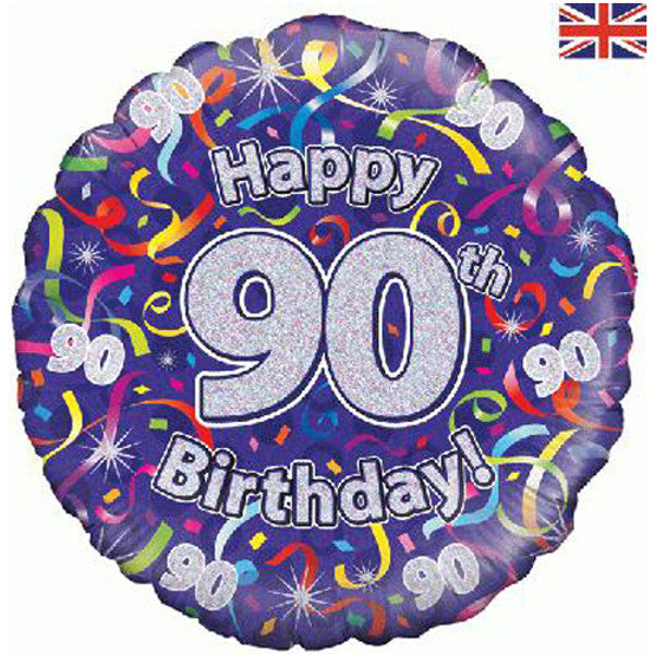 Birthday Streamers 90th Balloon