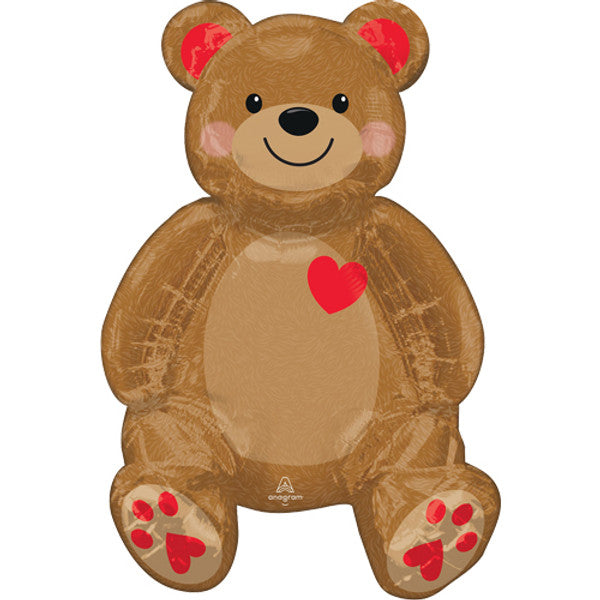 Hearts Sitting Bear Foil Balloon