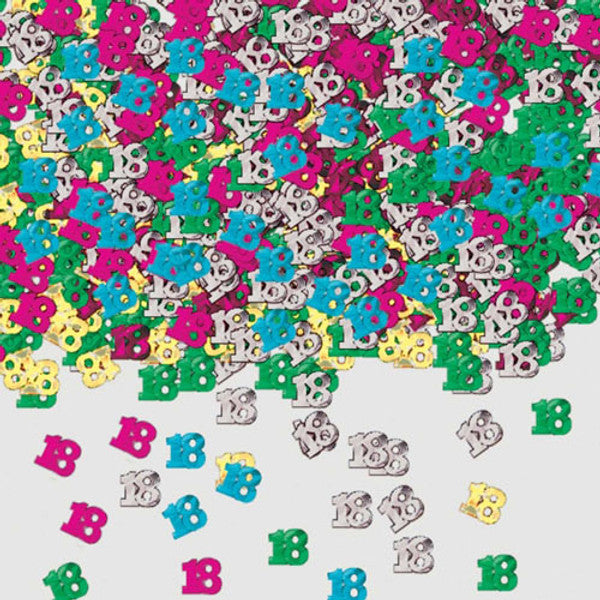 Number 18 Multi Colour Metallic Confetti (14g)