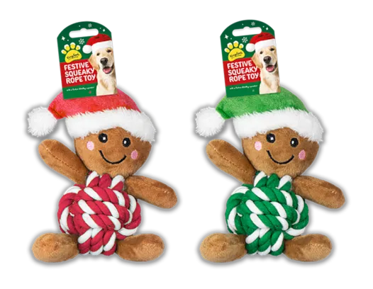 Gingerbread Man Rope Plush Dog Toy – Sprinkle of Magic