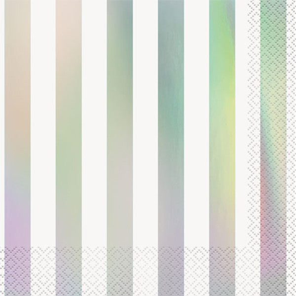 Iridescent Foil Striped Napkins (16)