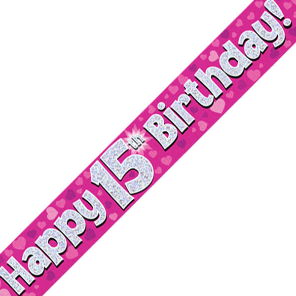 15th Birthday Pink Banner - 2.7m