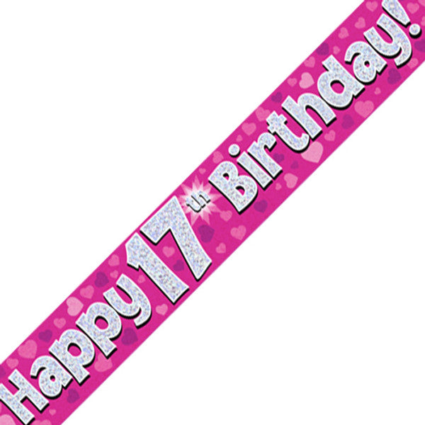 17th Birthday Pink Banners - 2.7m