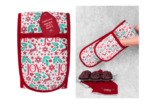 Christmas Joy Double Oven Gloves 88cm