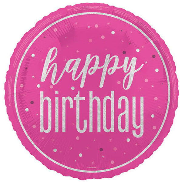 Happy Birthday Pink Glitz Foil Balloon