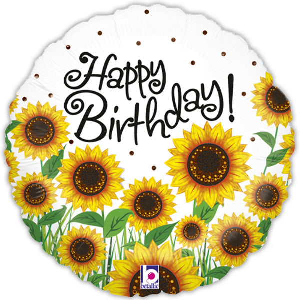 Birthday Sunflowers Holographic Balloon