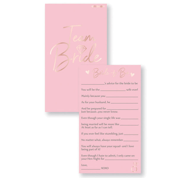 Team Bride Hen Advice Cards