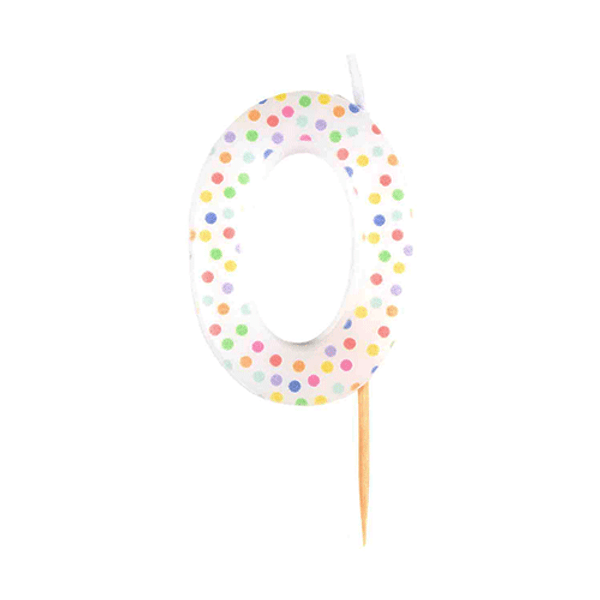 Number 0 Rainbow Dots Candle