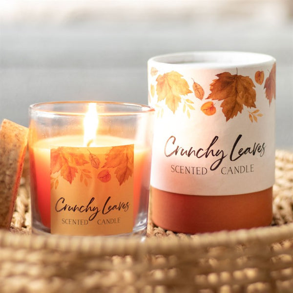 Crunchy Leaves Candle in Glass Pot with Cork Lid