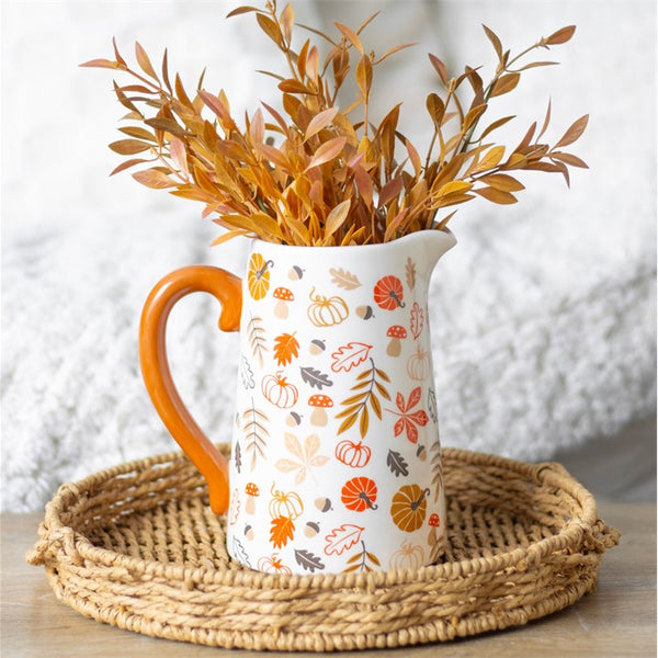 Autumn Pumpkin Leaves Ceramic Flower Jug