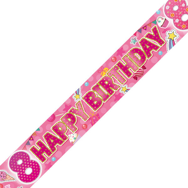 Age 8 Sweet Treats Holographic Birthday Banner - 2.7m