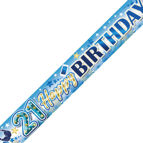 Age 21 Blue Gadgets Holographic Birthday Banner - 2.7m