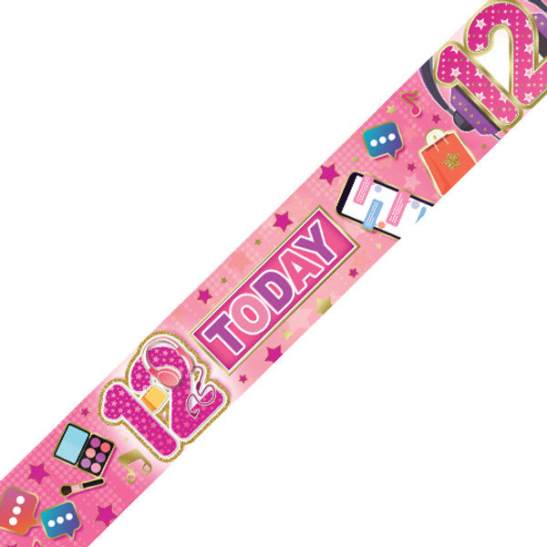 Age 12 Starry Style Holographic Birthday Banner - 2.7m