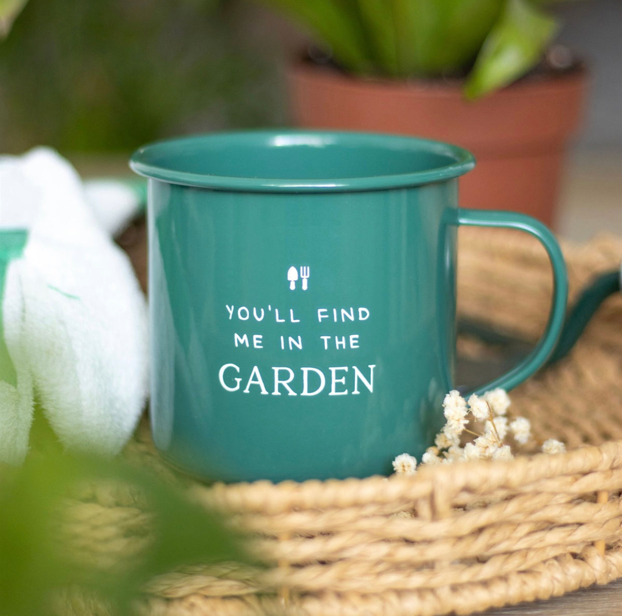 Find Me In The Garden Enamel Mug