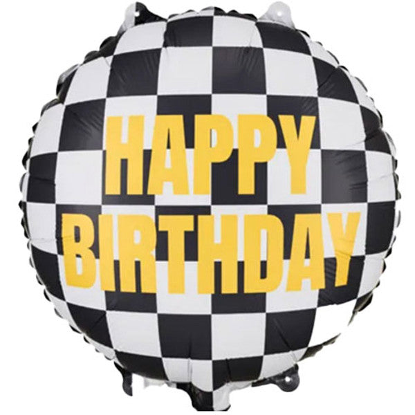 Happy Birthday Checkered Flag Balloon