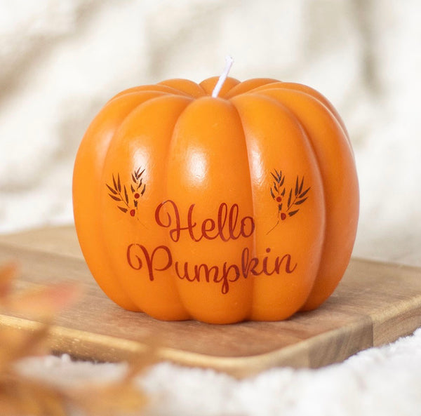 HELLO PUMPKIN SHAPED CANDLE
