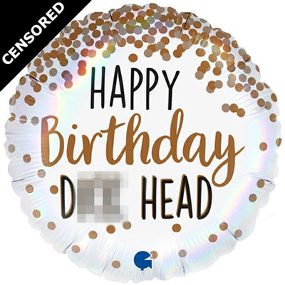 Happy Birthday D*** Head Holographic Balloon