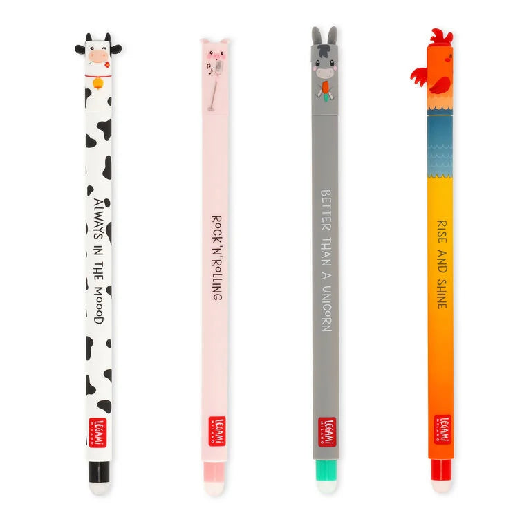 Legami Legami Set Of 4 Erasable Gel Pens - Farm Sweet Farm Kit ...