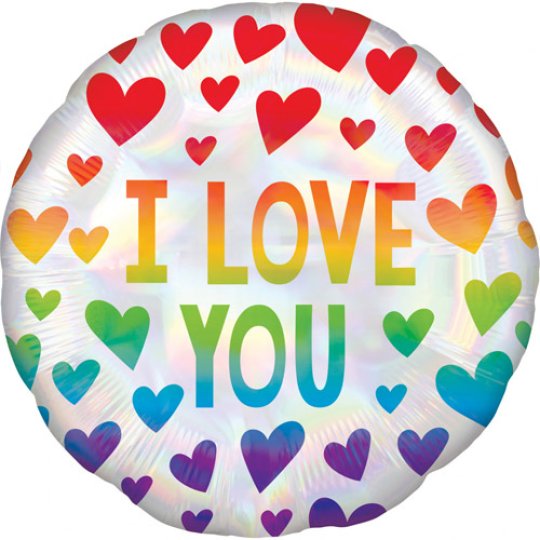 Rainbow Hearts I Love You Balloon