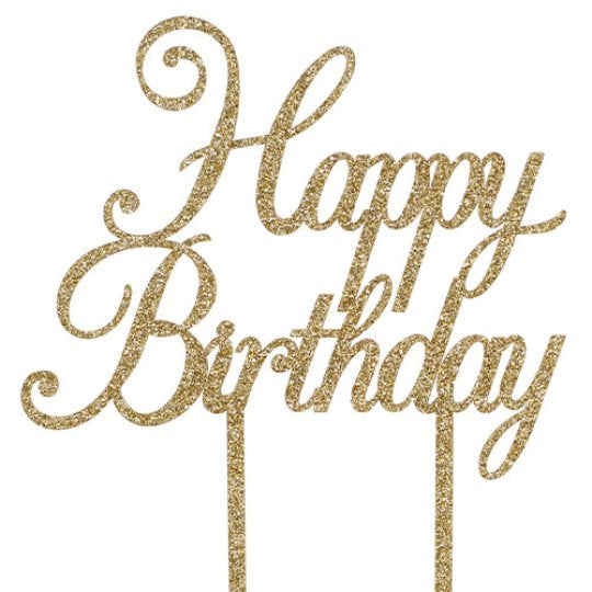 Happy Birthday Gold Acrylic Cake Topper