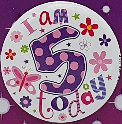 Flowers I Am 5 Today Badge