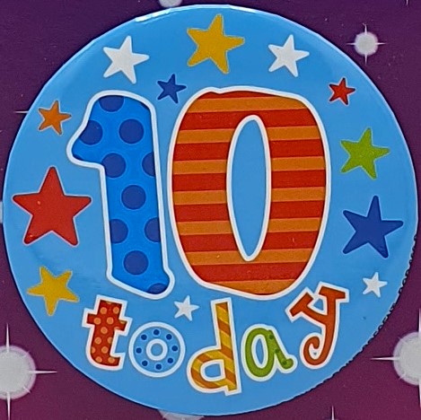 10 Today Blue Birthday Badge