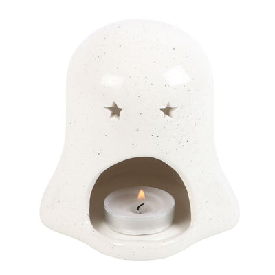 Ghost Shaped Ceramic Tealight Candle Holder with Pumpkin