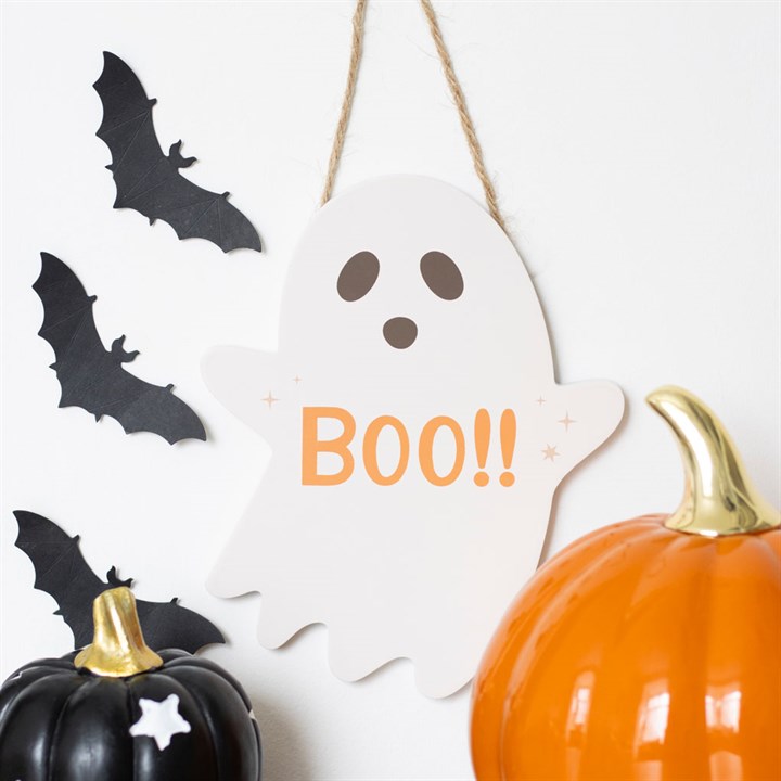 Ghost Shaped Hanging Sign - 20cm