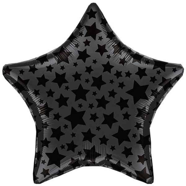 Matte Black Shiny Stars Print Star Balloon