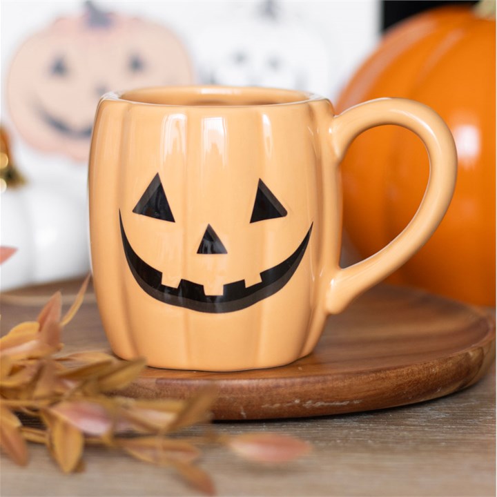 Spooky Jack-o-Lantern Pumpkin Shaped Ceramic Halloween Mug