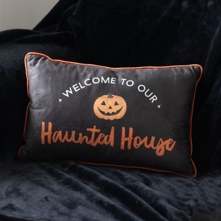 Rectangular Haunted House Pumpkin Cushion