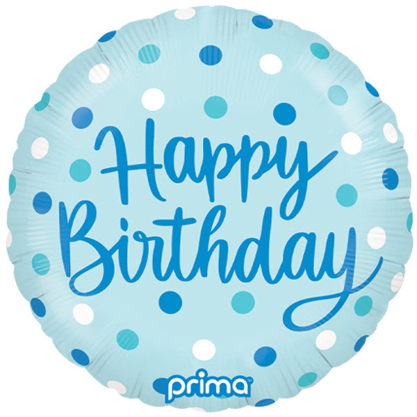 Happy Birthday Blue Dots Foil Balloon