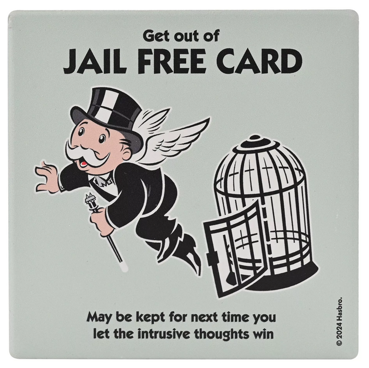 binding of isaac get out of jail free card Monopoly Get out of Jail Free Square Coaster – Sprinkle of Magic