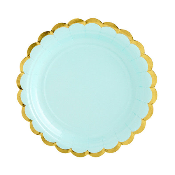 Mint & Gold Scalloped Paper Plates (6)