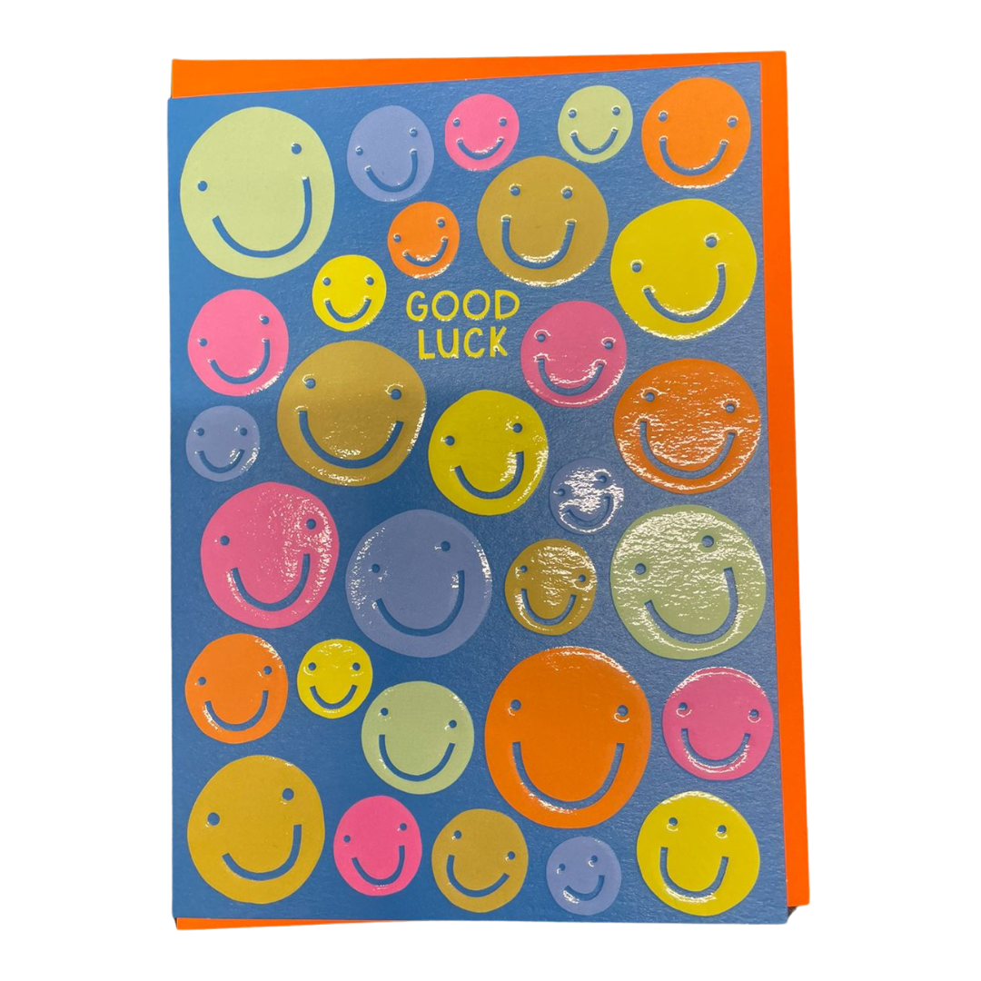 Good Luck Smiley Faces Greeting Card