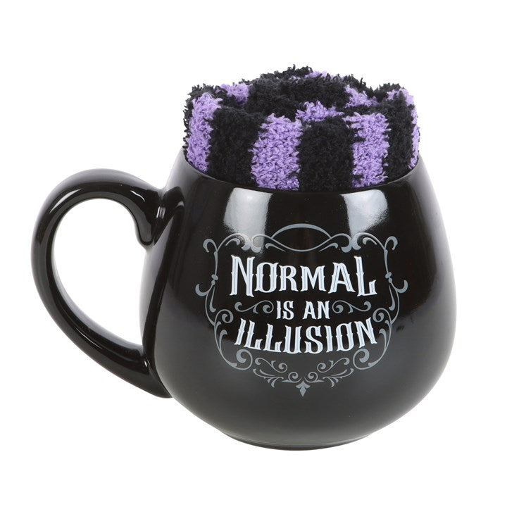 Normal is an Illusion Gothic Ceramic Mug & Socks Set