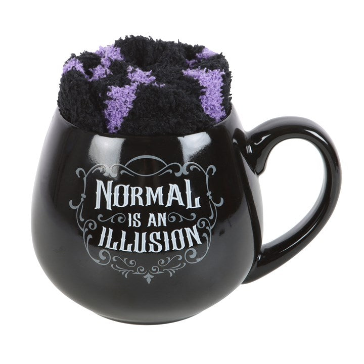 Normal is an Illusion Gothic Ceramic Mug & Socks Set