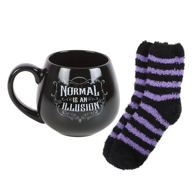 Normal is an Illusion Gothic Ceramic Mug & Socks Set