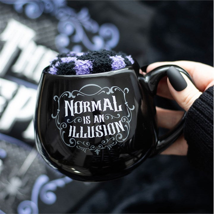 Normal is an Illusion Gothic Ceramic Mug & Socks Set