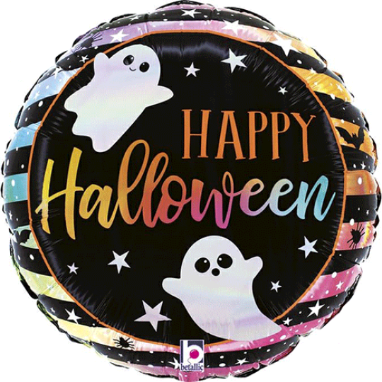 Happy Halloween Ghost Striped Opal Balloon