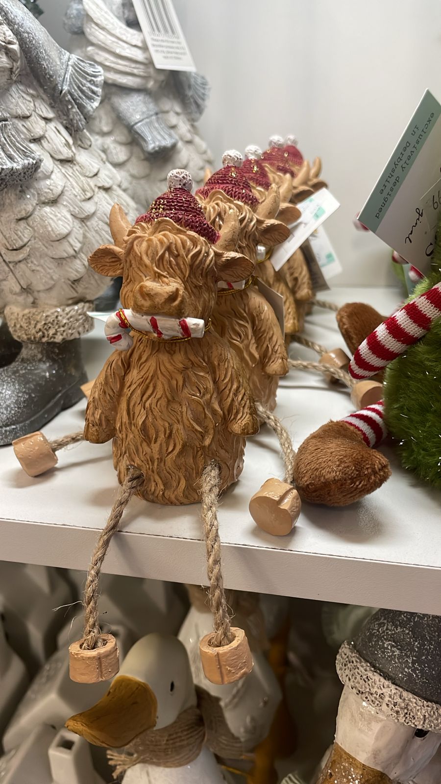 Christmas Highland Cow with String Legs