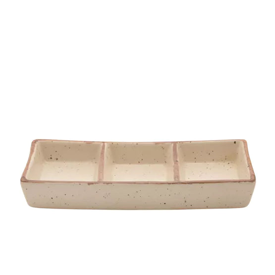 Stoneware Serving Tray with 3 Sections